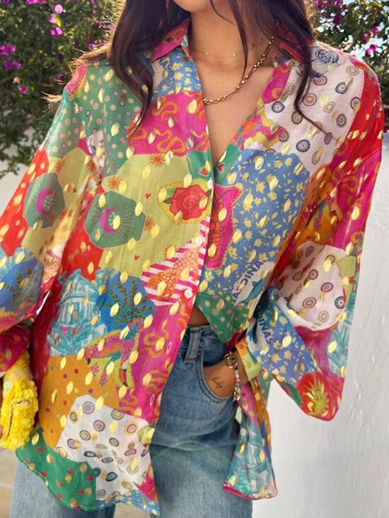 Dear Lover Tops - NWOT Women’s Multi-Color Printed Button-Up Blouse